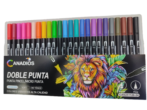 MARCADOR Doble Punta 24 Colores(Canadios)